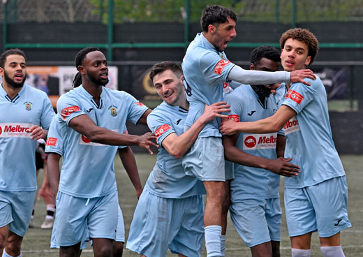Theo Rowe celebration - Boldmere St Michaels 0-3 Rugby Town - NPL Midlands Division - April 2024